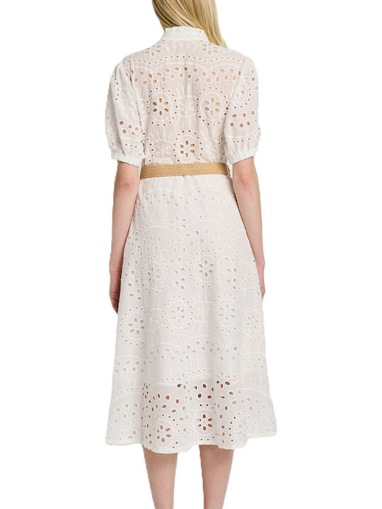 Sommer Midi Damenkleid Weiß