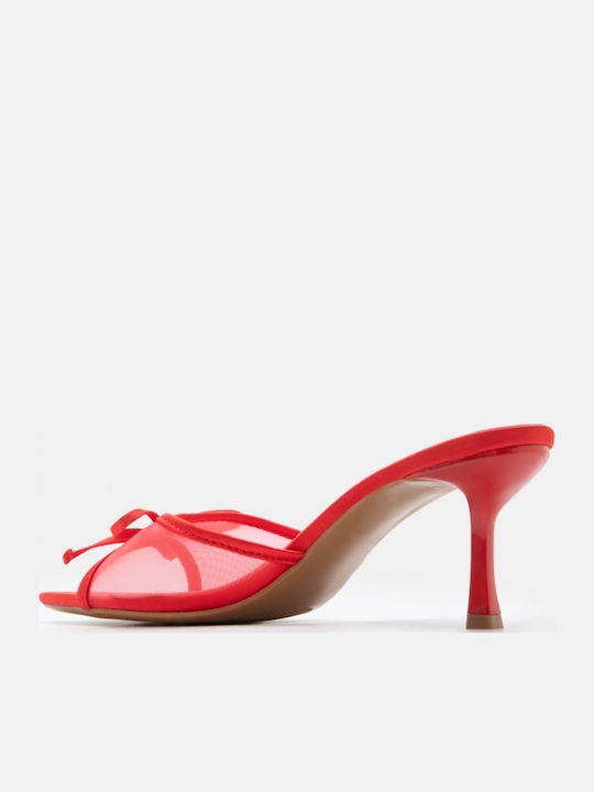 Mules With High Heel In Red Colour