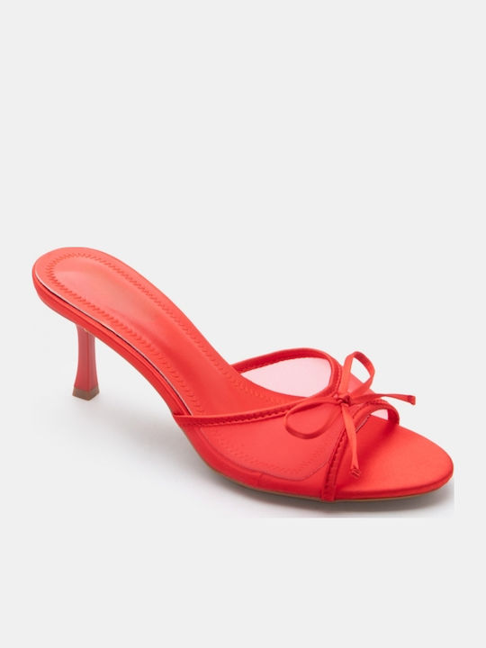 Mules With High Heel In Red Colour