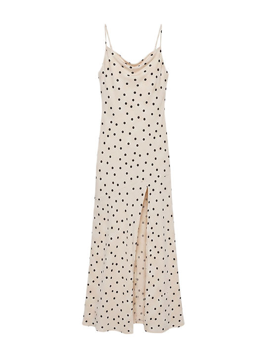 Dress Women Twenty-29 Καλοκαιρινό Maxi Κομπινεζόν Φόρεμα για Γάμο / Βάπτιση Ντραπέ Εξώπλατο Εκρου- Μαυρο