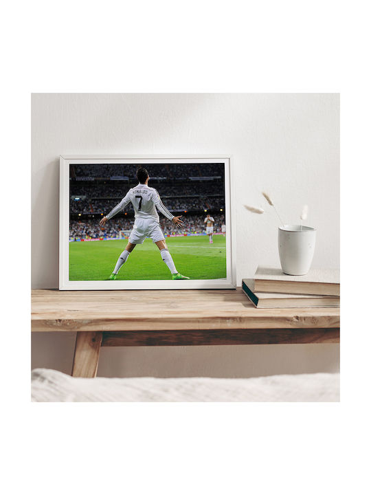 Poster Cristiano Ronaldo Sc103 40cm X 50cm Κορνίζα Καφέ Ξύλου
