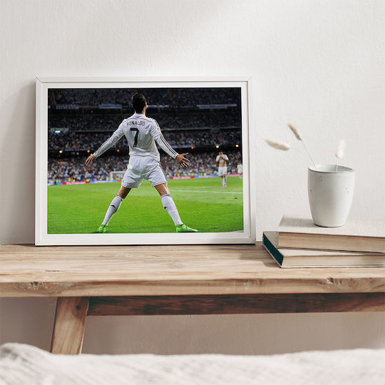 Poster Cristiano Ronaldo Sc103 40cm X 50cm Brown Wood Frame