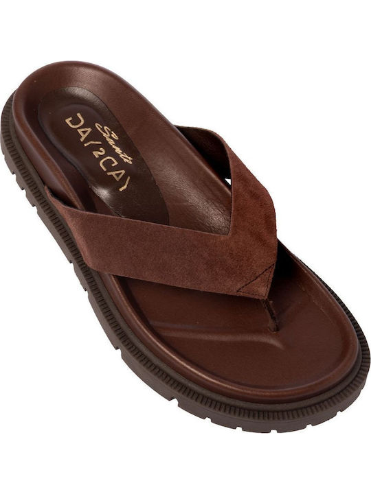 Day2day Leder Flache Damen Sandalen Braun