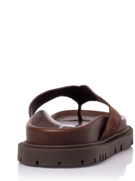 Day2day Leder Flache Damen Sandalen Braun