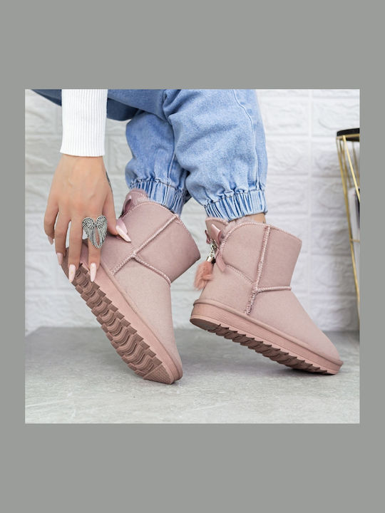 Damen Stiefeletten mit Pelz Rosa