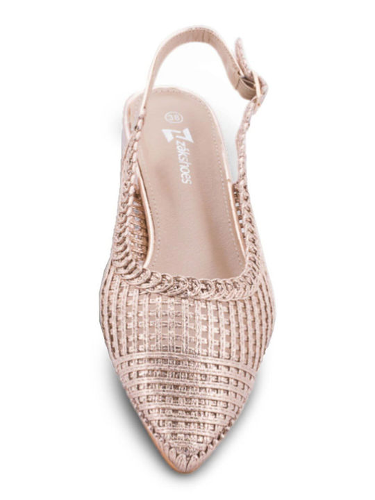 Women's Ballerina Shoes Slingback In Rose Gold Colour