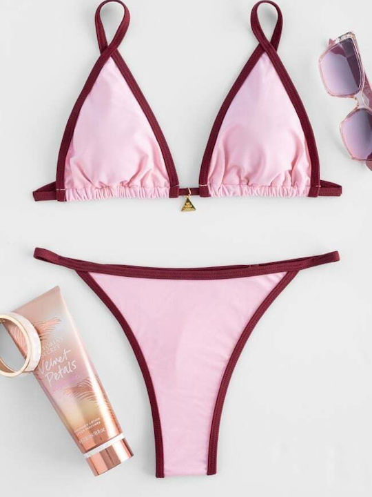 Set Bikini Τριγωνάκι & String Ροζ