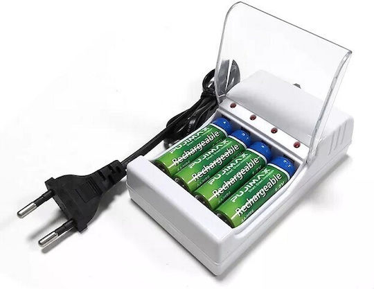 Andowl Battery Charger For 4 AA/AAA Size Batteries In White Colour