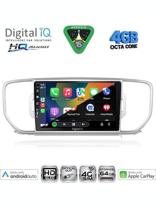 Digital IQ Car Audio System for Kia Sportage 2015-2018 (Bluetooth/USB/WiFi/GPS/Apple CarPlay/Android Auto) with 9" Touch Screen