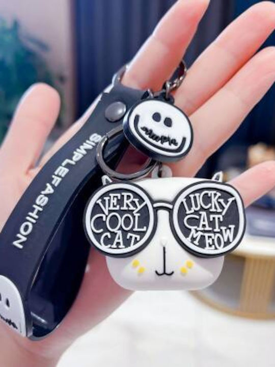 Ecarla Keychain Cat In Glasses White Brl331b