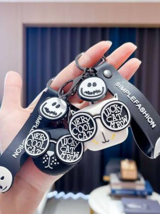 Ecarla Keychain Cat In Glasses White Brl331b