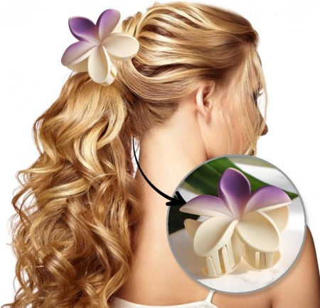 Ecarla Clamă De Păr Cu Floare Ombre Mat Crem Violet Sp402