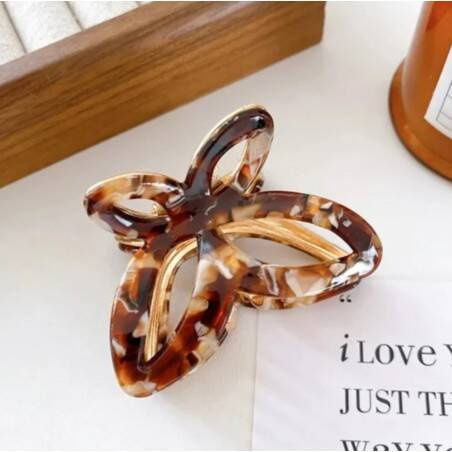 Ecarla Metal Hair Clip Butterfly Pearl Mass Brown Sp237br