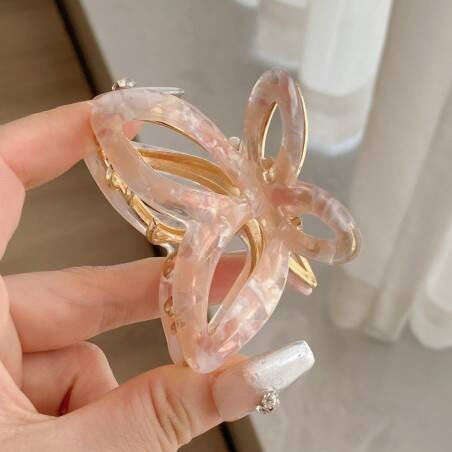 Ecarla Metall Haarspange mit Schmetterling Perle Masse Rosa Sp237r