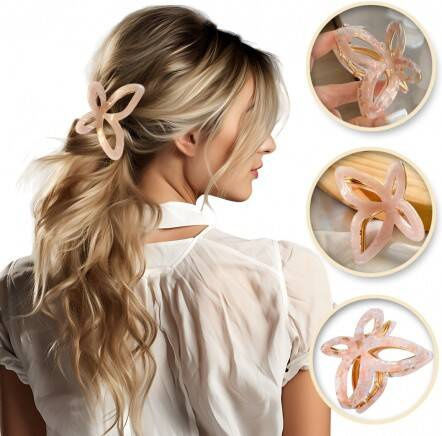 Ecarla Metall Haarspange mit Schmetterling Perle Masse Rosa Sp237r