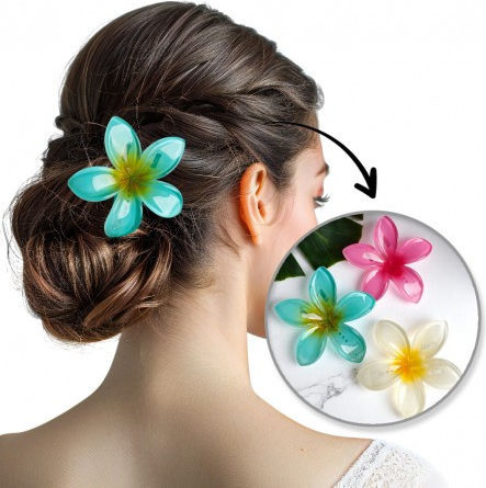 Ecarla Clamă De Păr Cu Floare Moana Ombre 6cm Albastră Sp405