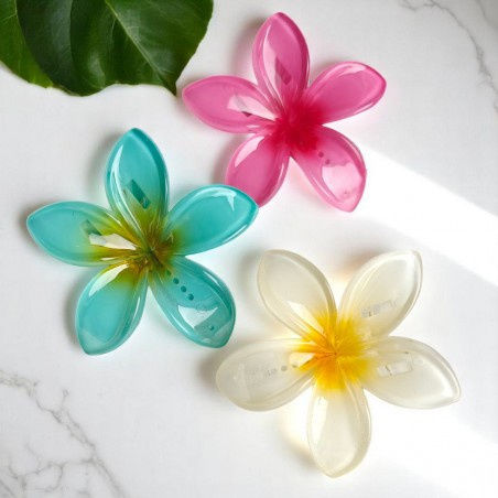 Ecarla Clamă De Păr Cu Floare Moana Ombre 6cm Albastră Sp405