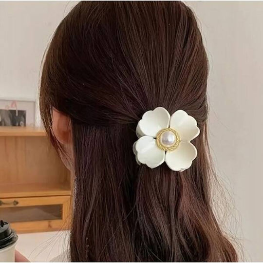 Ecarla Haarspangen mit Blume Perle Creme Sp355b