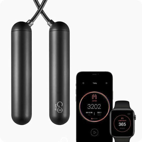 Particula Gojump Smart Jump Rope Adjustable Length Calorie Measurement Jump Tracking Bluetooth Connectivity Ios Android App Black