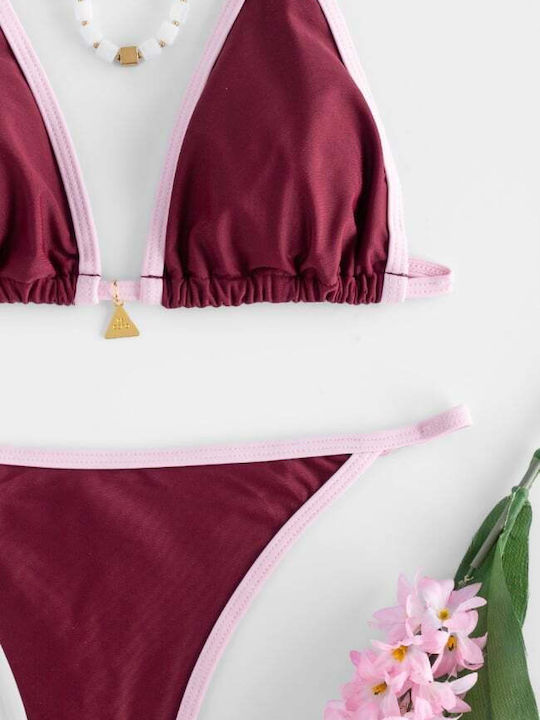 Set Bikini Τριγωνάκι & String Μπορντο