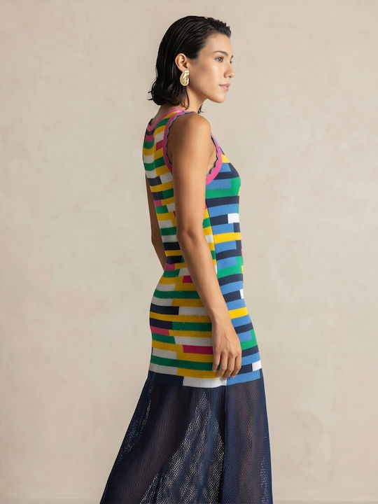 Moutaki Knitted Evening Dress Multicolour