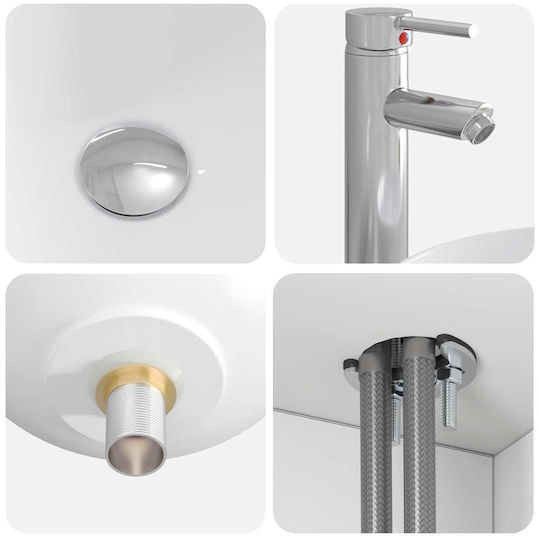 vidaXL Badezimmer Waschtisch-Einheit mit Licht Weiß