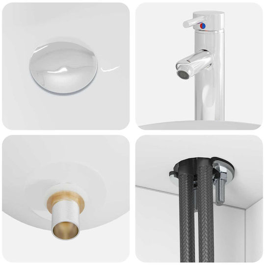 vidaXL Badezimmer Waschtisch-Einheit mit Licht Weiß