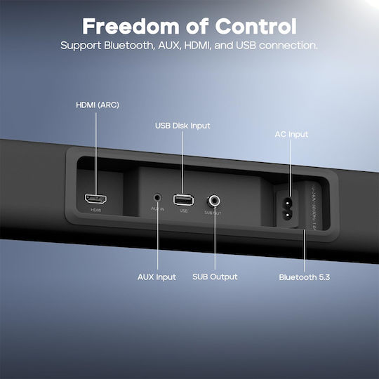 Tribit Tribit S1 Саундбар Bluetooth 200W с Безжичен Субуфер Черен