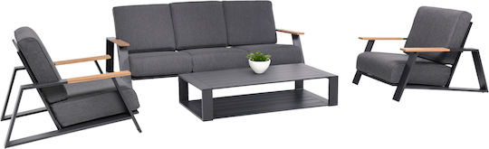 Set Mobilier Camera De Zi Exterior Laith 4 Piese Gri Cu Perne