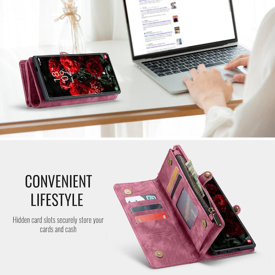 Caseme Wallet Σιλικόνης / Δερματίνης Μπορντό (Galaxy S25 Ultra)