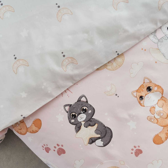 Vesta Home Сет Единични Памучни Спални Комплекти Kitty Розови - Лилави 175x255см 3 Бройки