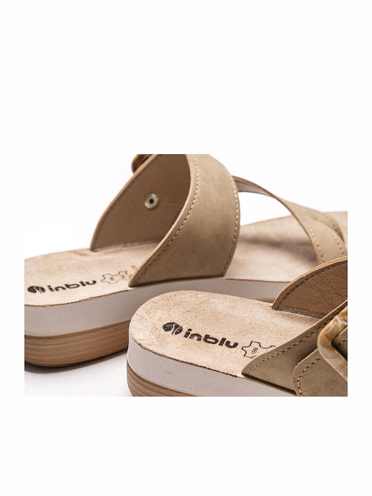 Leder Damen Flache Anatomisch Sandalen Beige FT030100-Beige