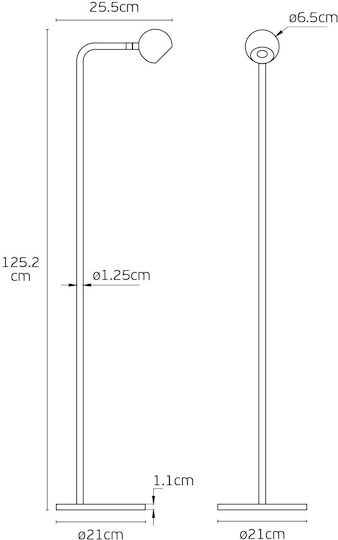 VK Lighting LED Floor Lamp Height 125.2cm With Warm White Light 468lm Gold