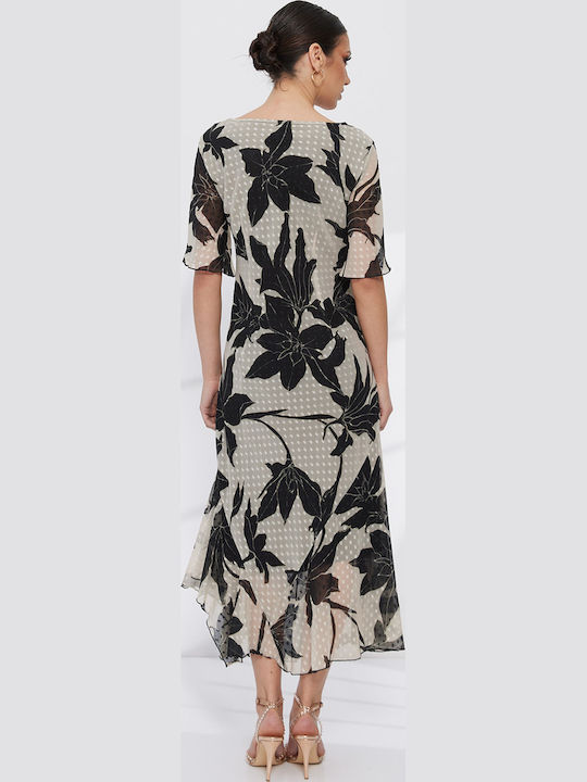 Summer Midi Dress for Wedding - Christening Floral Print