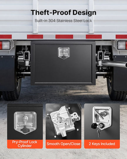 Vevor Underbody Truck Tool Box 762 X 457 X 457 Mm Κουτί Αποθήκευσης Τρέιλερ Χάλυβα Βαρέως Τύπου Κλειδαριά & Κλειδιά Αδιάβροχη Οργάνωση Αποθήκευσης Τρέιλερ Κάτω Αμάξωμα Λαβή T Φορτηγό Van Suv Μαύρο
