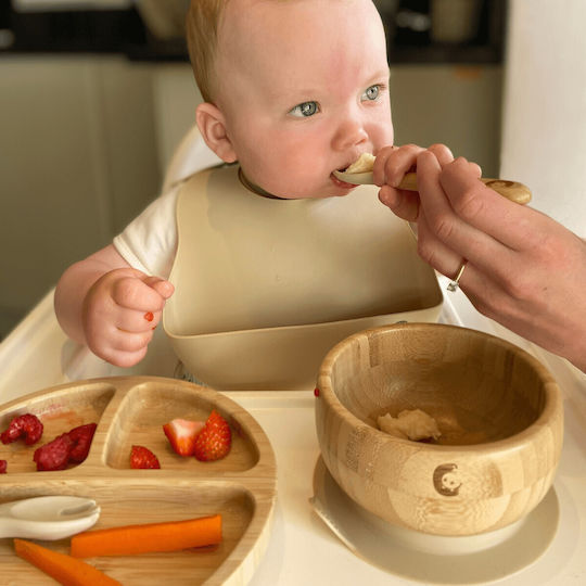 Cheeky Chompers Bamboo Feeding Set With Anti-Slip Beige Base 5 Pieces