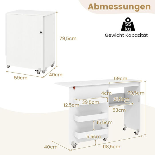 Costway Folding Sewing and Craft Table Hidden Storage Spaces Jv14295wh