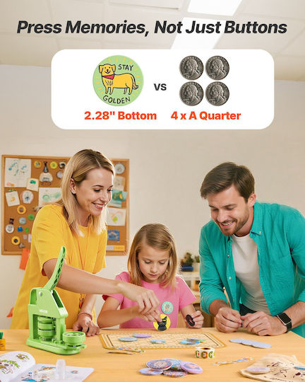 Vevor Μηχανή Κατασκευής Κονκάρδων 58 Mm Πλαστικό Pin Maker 100 Τεμάχια Κόφτη Κύκλου Εξάγωνα Κλειδιά Εργονομική Λαβή Diy Κονκάρδες Slkxzj58mmslepfby001v0