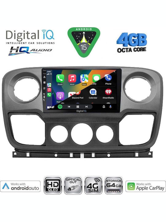 Digital IQ Car Audio System for Opel Movano Renault Master Nissan NV400 2010-2020 (Bluetooth/USB/WiFi/GPS/Apple CarPlay/Android Auto) with 10" Touch Screen