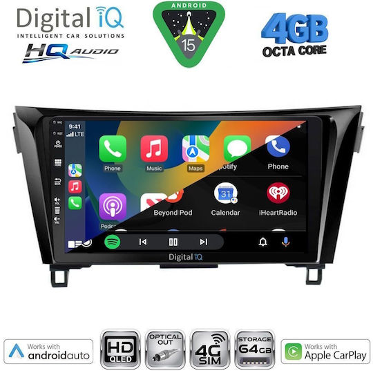 Digital IQ Ηχοσύστημα Αυτοκινήτου για Nissan Qashqai / X-Trail 2014-2021 (Bluetooth/USB/WiFi/GPS/Apple-Carplay/Android-Auto) με Οθόνη Αφής 10"