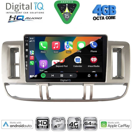 Digital IQ Car Audio System for Nissan X-Trail 2000-2004 (Bluetooth/USB/WiFi/GPS/Apple CarPlay/Android Auto) with 9" Touch Screen