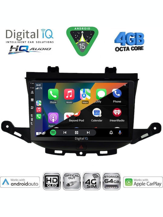 Digital IQ Car Audio System for Opel Astra 2015-2022 Bluetooth USB WiFi GPS Apple CarPlay Android Auto with 9" Touch Screen