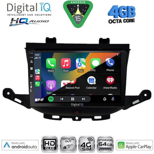 Digital IQ Car Audio System for Opel Astra 2015-2022 Bluetooth USB WiFi GPS Apple CarPlay Android Auto with 9" Touch Screen