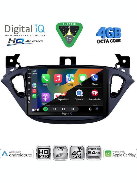 Digital IQ Car Audio System for Opel Adam / Corsa 2014-2019 (Bluetooth/USB/WiFi/GPS/Apple CarPlay/Android Auto) with 9" Touch Screen