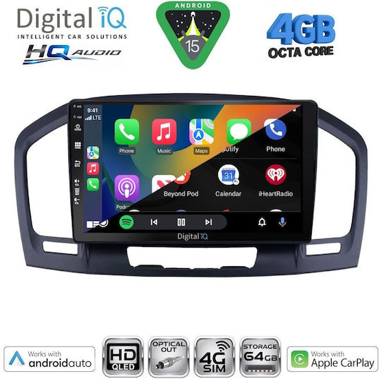 Digital IQ Car Audio System for Opel Insignia 2008-2013 Bluetooth USB Wi-Fi GPS Apple CarPlay Android Auto CD with 9 Inch Touch Screen