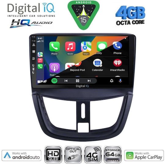 Digital IQ Ηχοσύστημα Αυτοκινήτου για Peugeot 207 2007-2014 (Bluetooth/USB/WiFi/GPS/Apple-Carplay/Android-Auto) με Οθόνη Αφής 9"