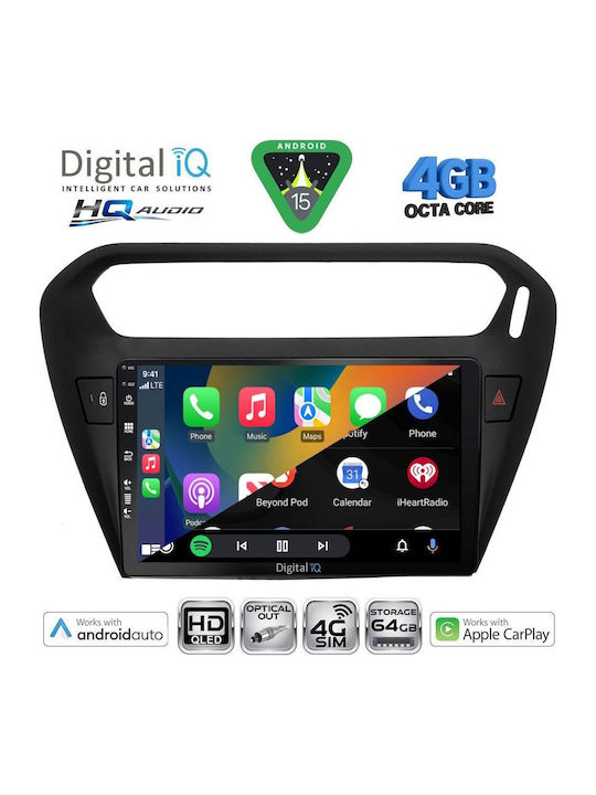 Digital IQ Car Audio System for Peugeot 301 Citroen C-Elysee 2013 Bluetooth USB WiFi GPS Apple CarPlay Android Auto with 9" Touch Screen