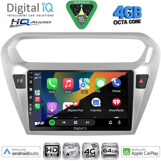 Digital IQ Car Audio System for Peugeot 301 Citroen C-Elysee 2013 Bluetooth USB WiFi GPS Apple CarPlay Android Auto with 9" Touch Screen