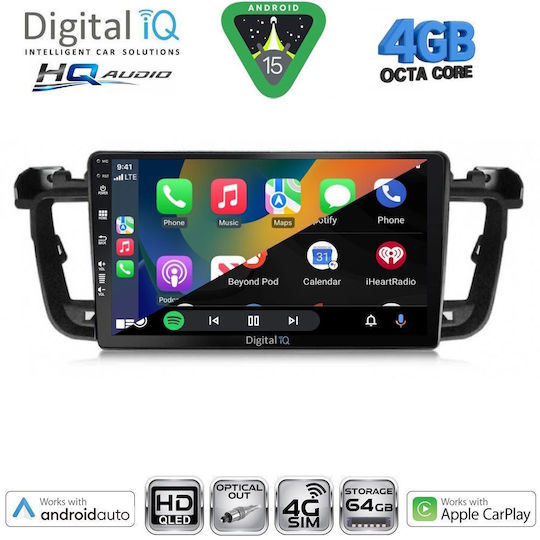 Digital IQ Car Audio System for Peugeot 508 2010-2016 Bluetooth USB WiFi GPS Apple CarPlay Android Auto with 9" Touch Screen