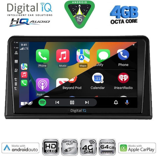 Digital IQ Car Audio System for Renault Express 2020 (Bluetooth/USB/WiFi/GPS/Apple CarPlay/Android Auto) with 9" Touch Screen